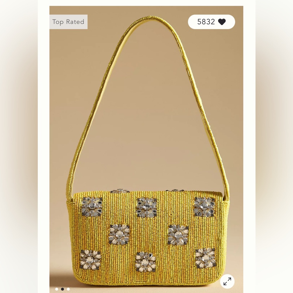 Anthropologie The Fiona Beaded Bag Yellow Geometric - Picture 3 of 9